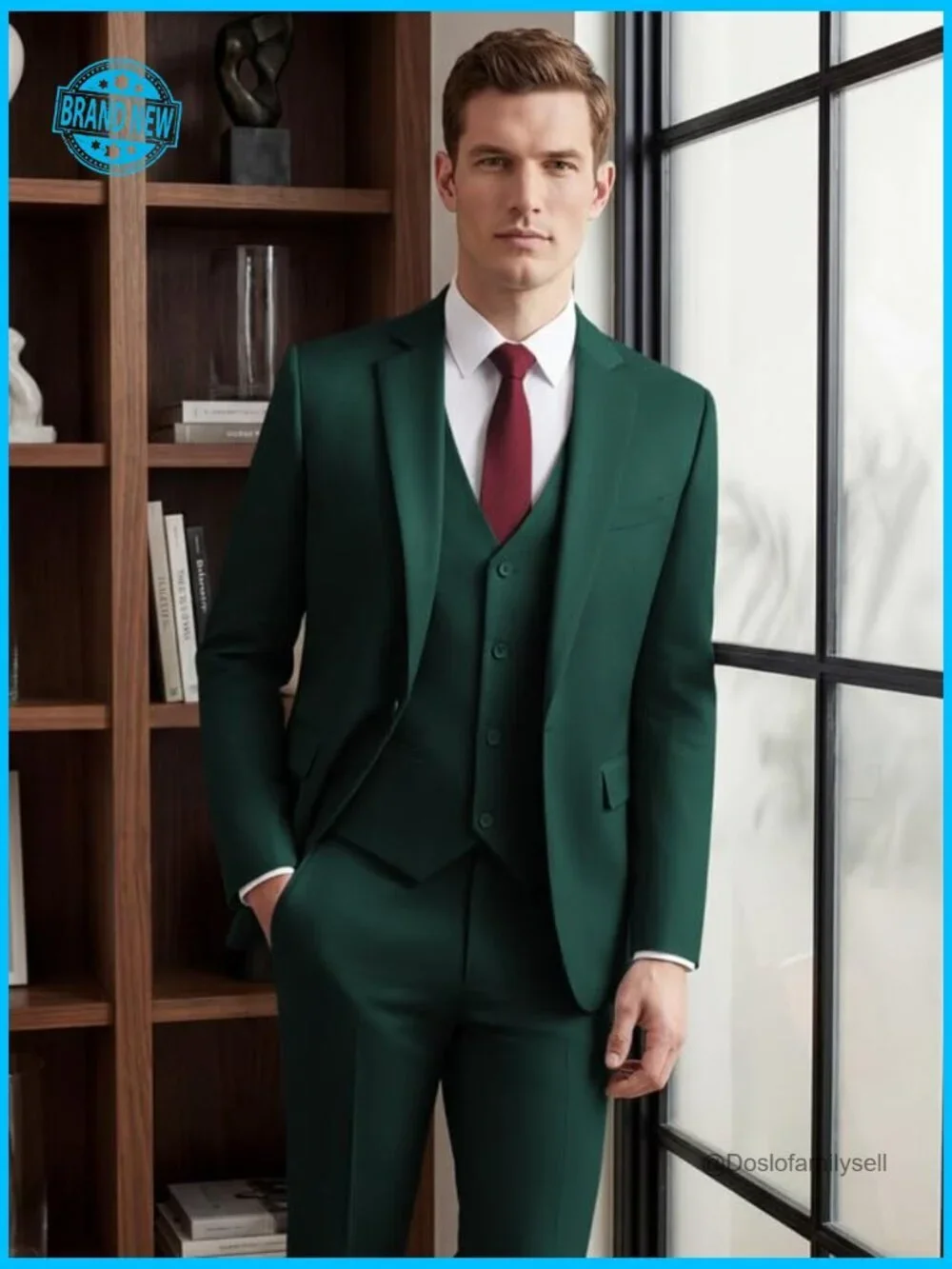 Slim Fit 3-Piece Suit Set Formal Business Wedding Elegant Blazer Vest Pants